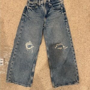 GAP Blue Distressed Wide Leg Jeans